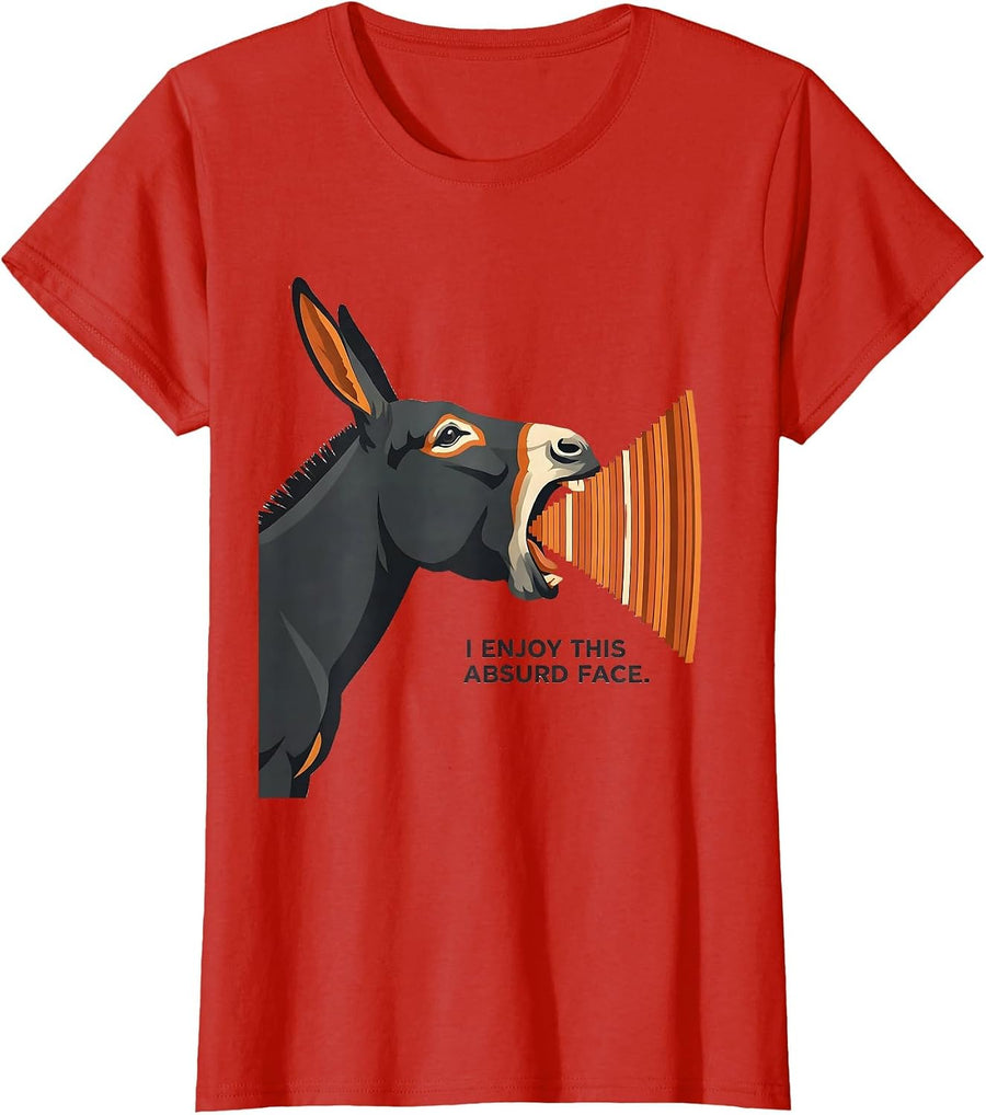 Women's I Enjoy This Absurd Face Funny Donkey Costume Meme Humor T-Shirt - Red