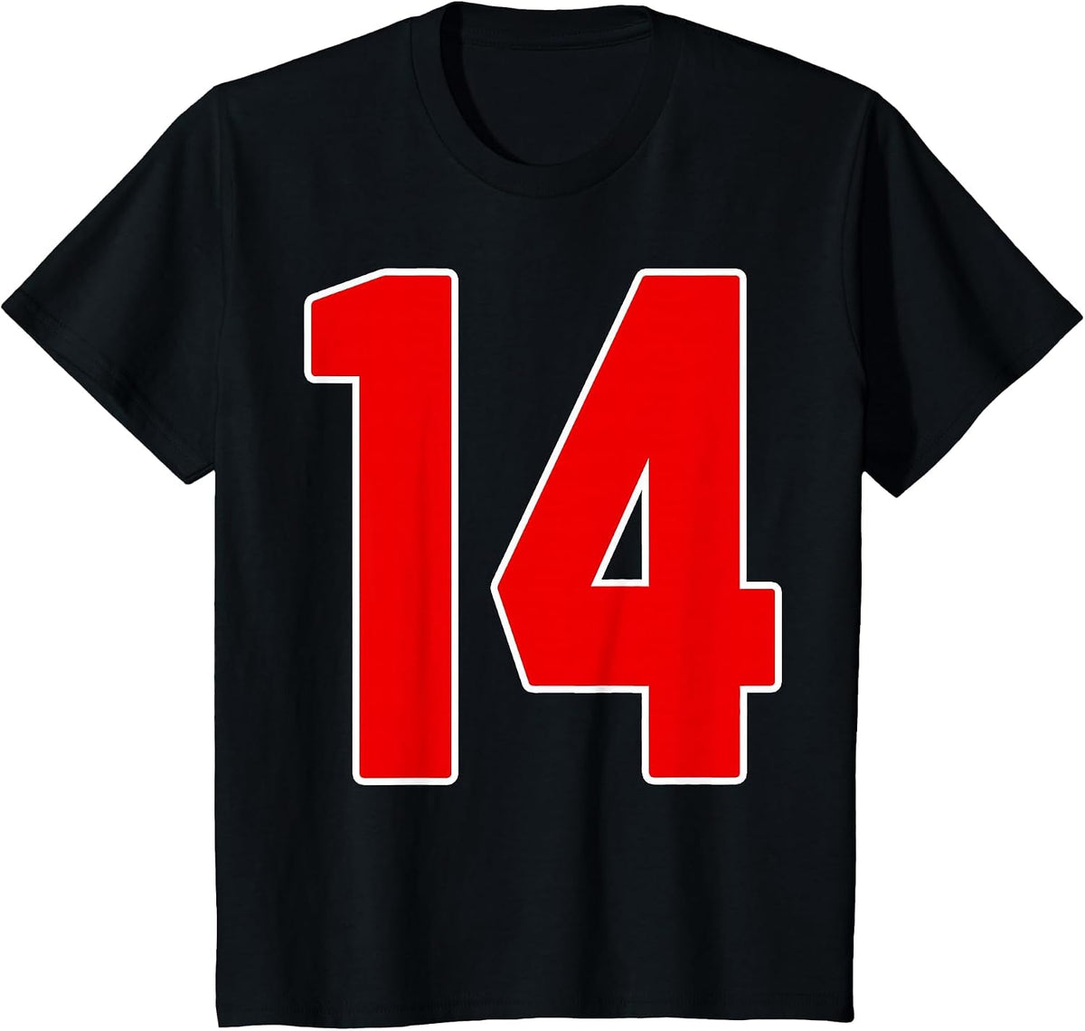 Red Number 14 Jersey Big #14 Uniform Favorite Player T-Shirt - Black