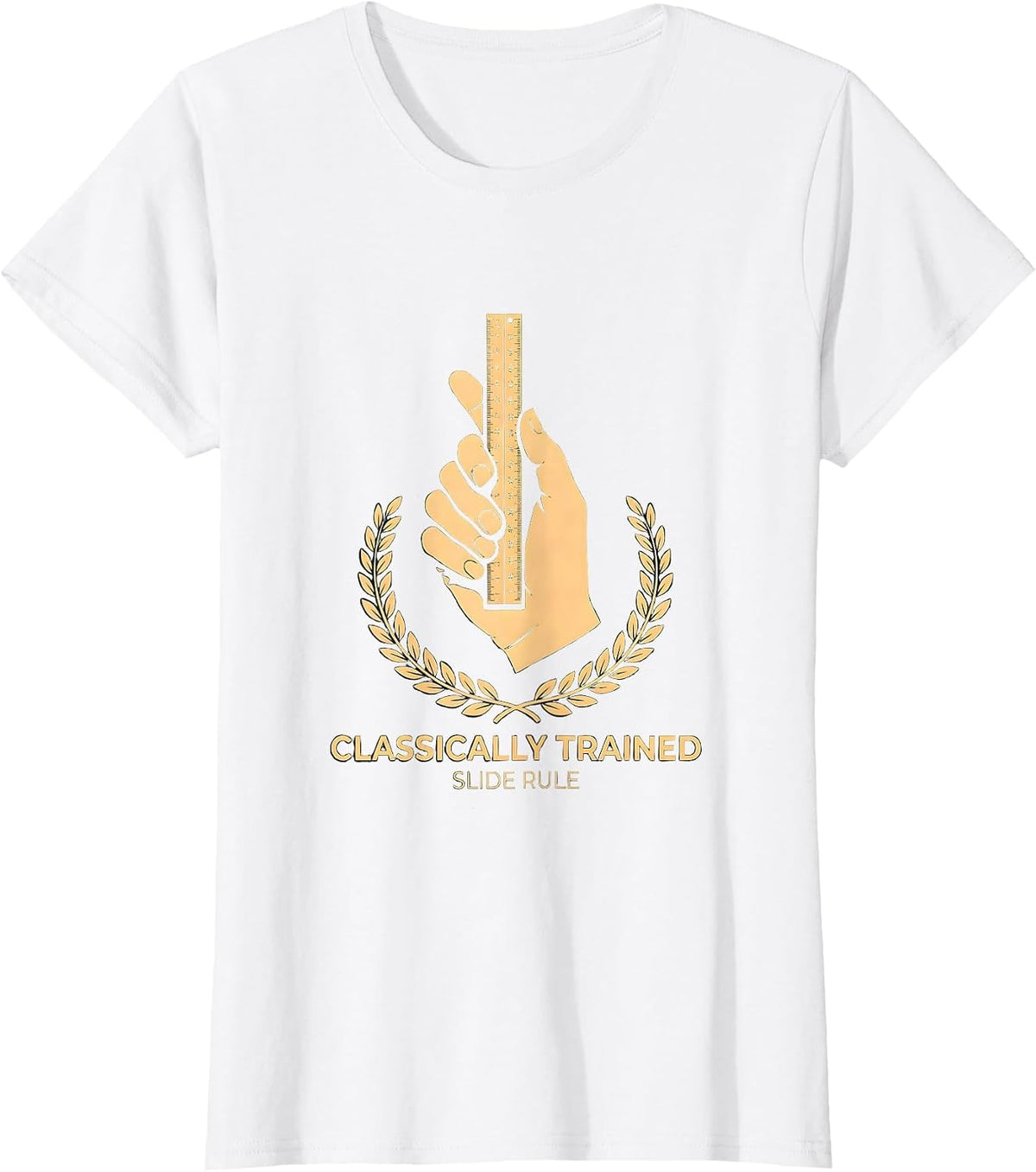 Classically Trained Slide Rule Retro Math Engineer Nostalgia T-Shirt - White