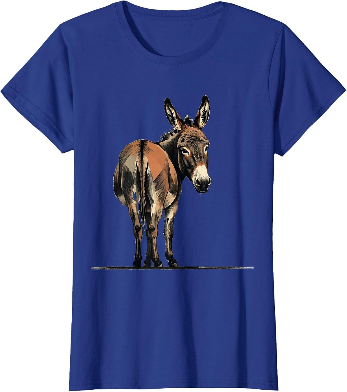 Women's Donkey Farm Animal Quirky Humor Funny Animal Lover T-Shirt - Royal Blue