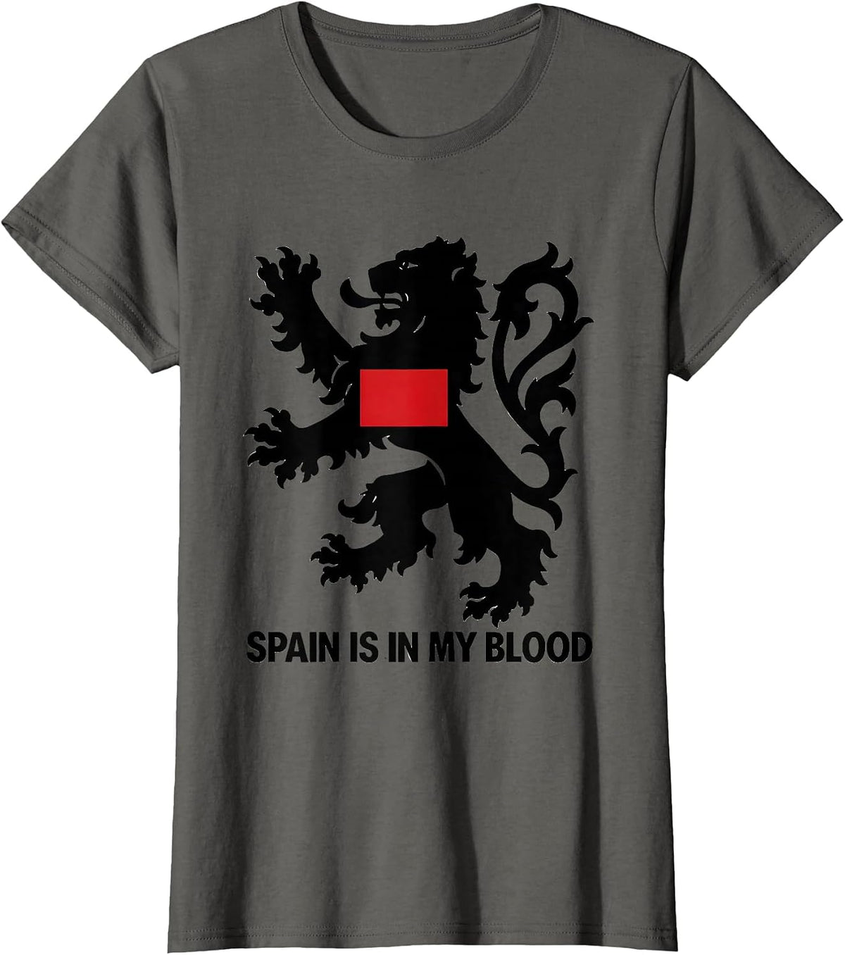 Women's Spain Is In My Blood Heraldic Lion Spanish Heritage Souvenir T-Shirt - Asphalt Grey