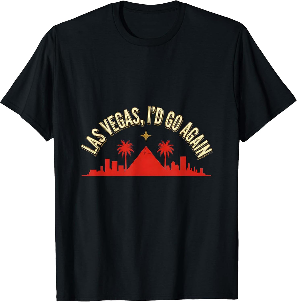Men's Las Vegas, I’d Go Again Nostalgic Vacation Souvenir Skyline T-Shirt - Black