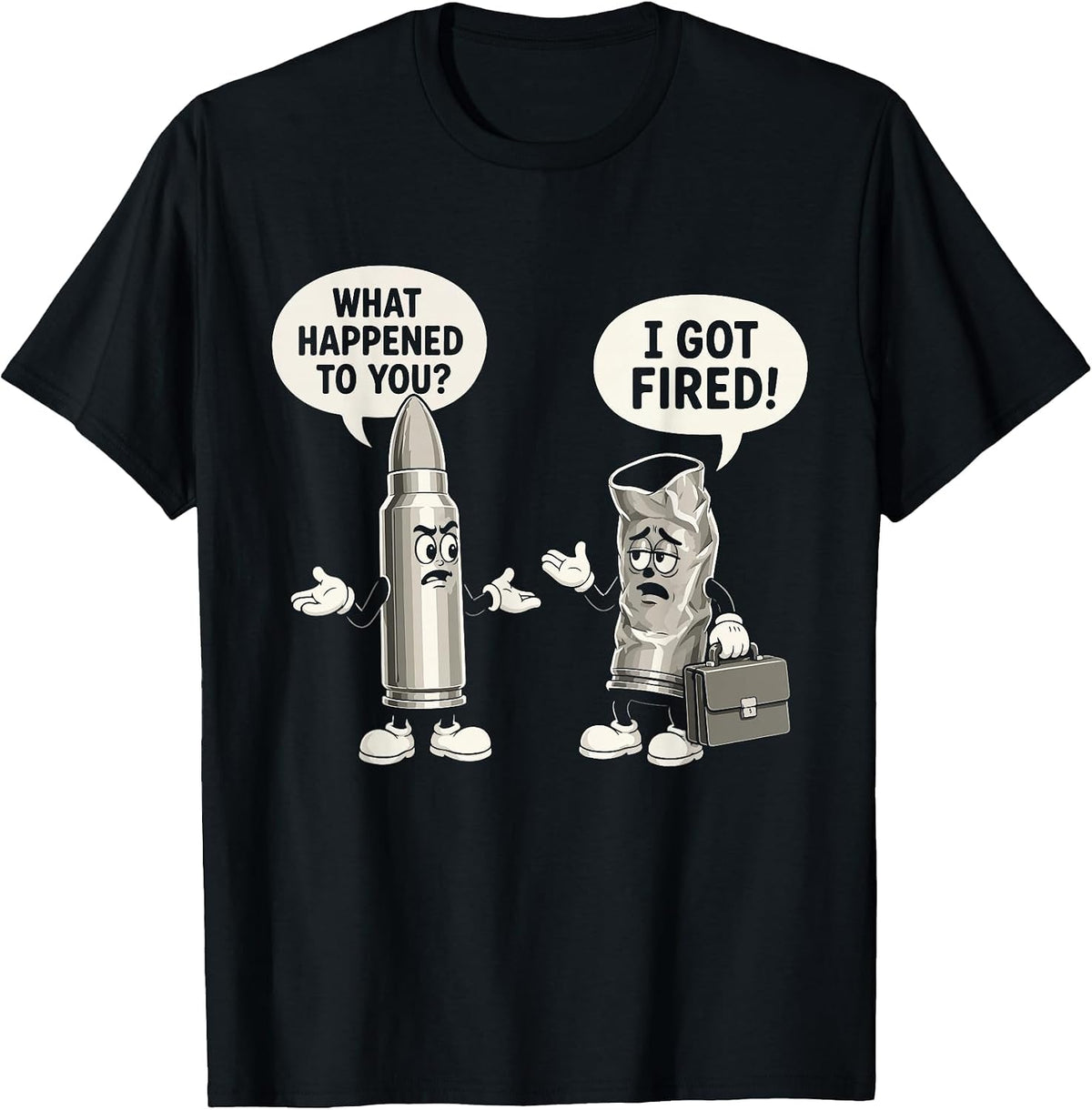 Funny Bullet Gun Lover Shooting Humor Design T-Shirt - Black