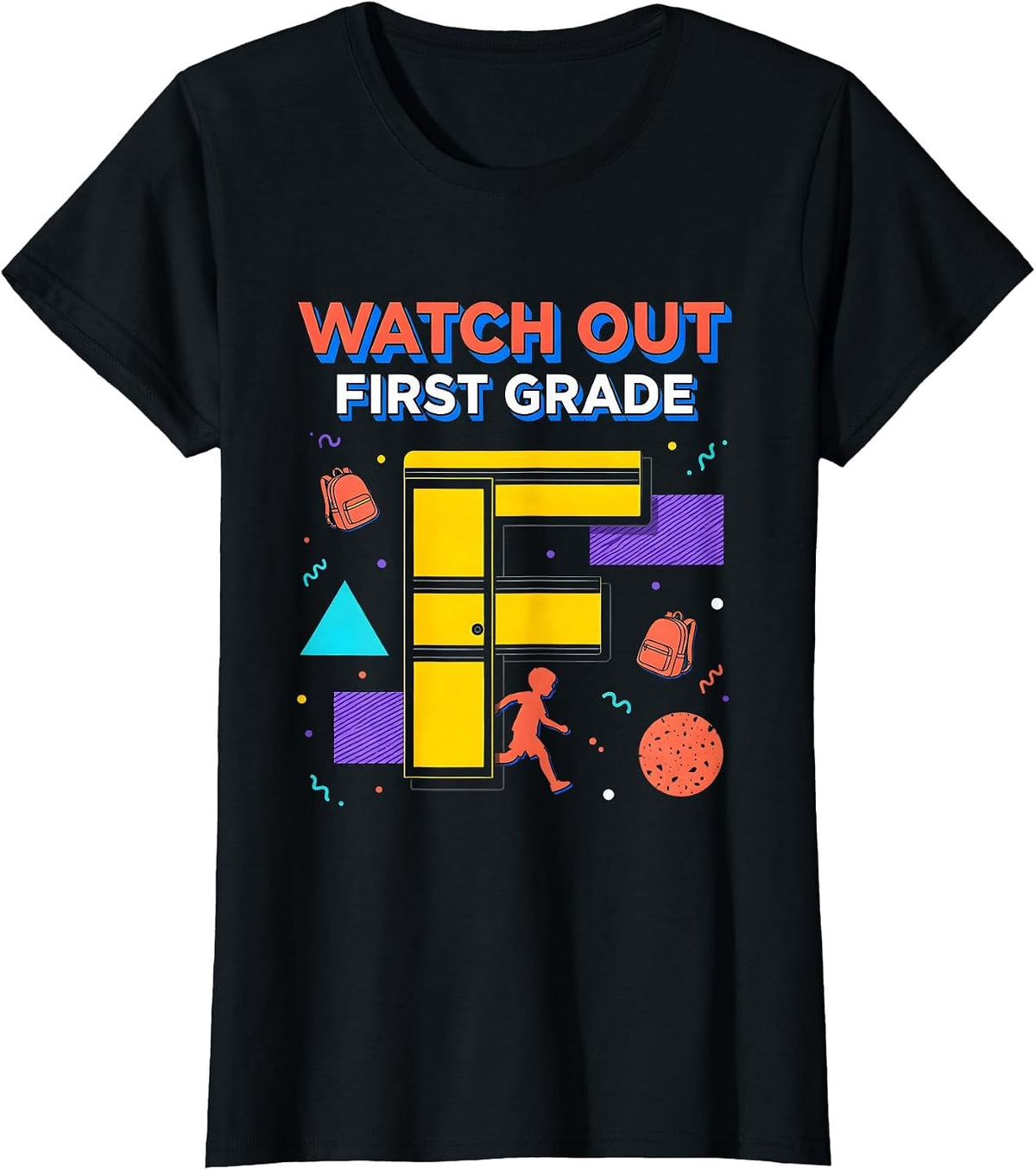 Watch Out, First Grade Memphis Postmodern Teacher Student T-Shirt - Black