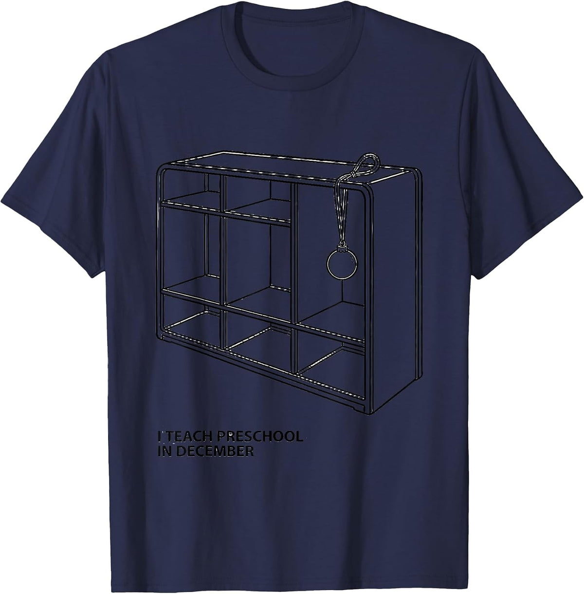 Men's I Teach Preschool In December Funny Teacher Christmas Humor T-Shirt - Navy Blue