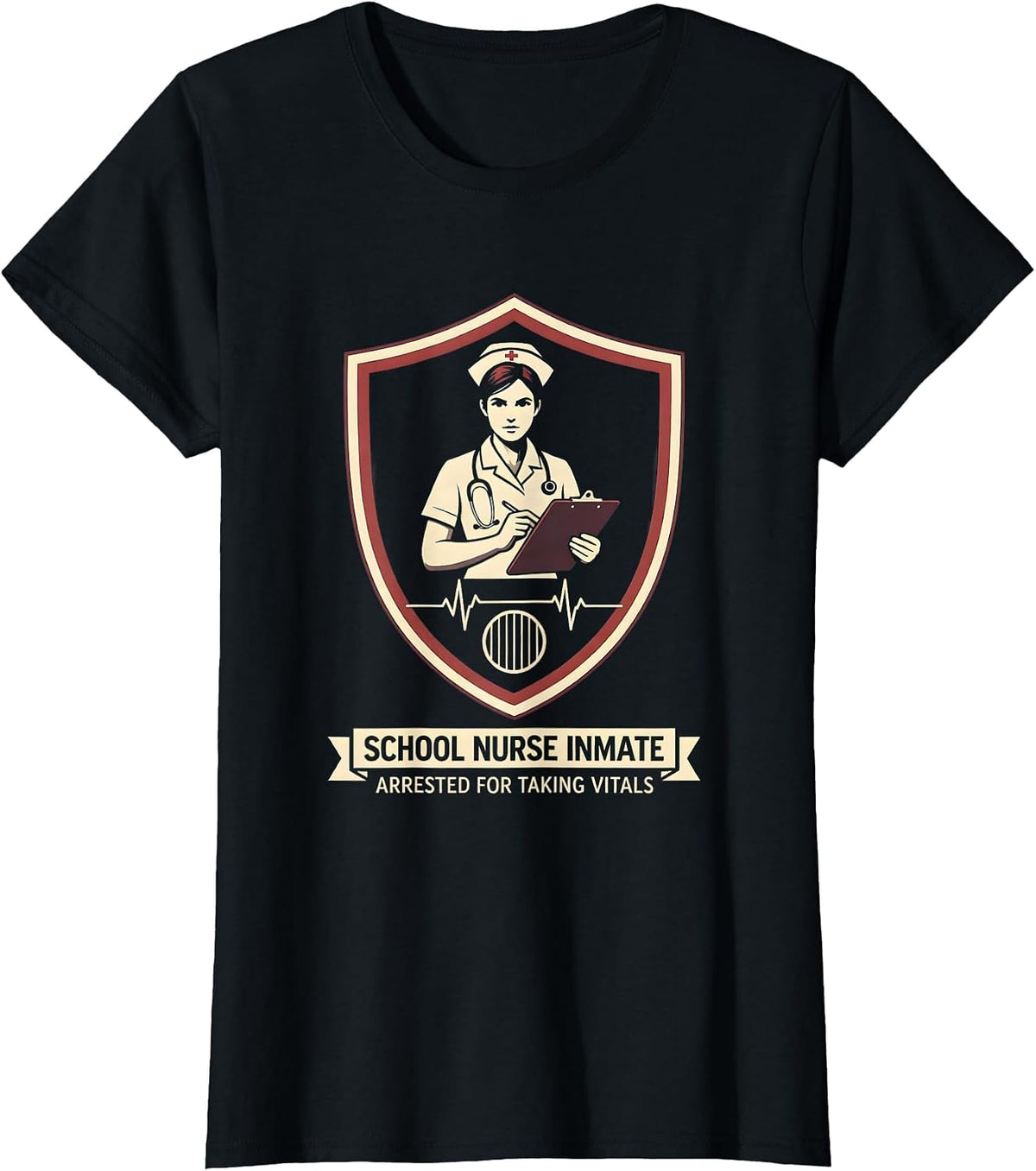 School Nurse Inmate Arrested For Taking Vitals Funny T-Shirt - Black