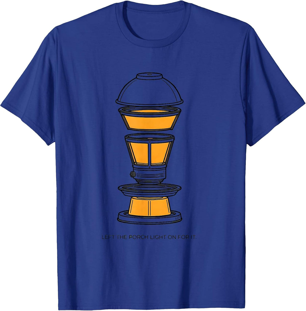 Men's Left The Porch Light On For It Funny UFO Alien Novelty Humor T-Shirt - Royal Blue