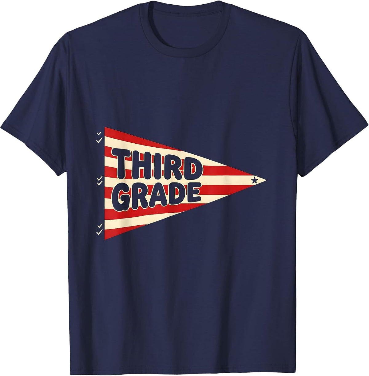 Men's Third Grade Pennant Flag Back to School Third Grade T-Shirt - Navy Blue
