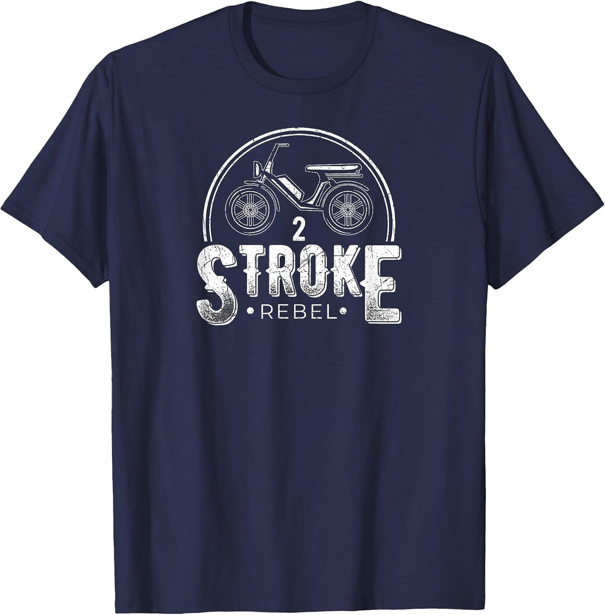 2 Stroke Rebel Funny Moped T-Shirt - Navy Blue