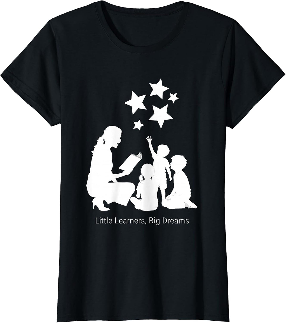 Little Learners Big Dreams Preschool Teacher Design T-Shirt - Black