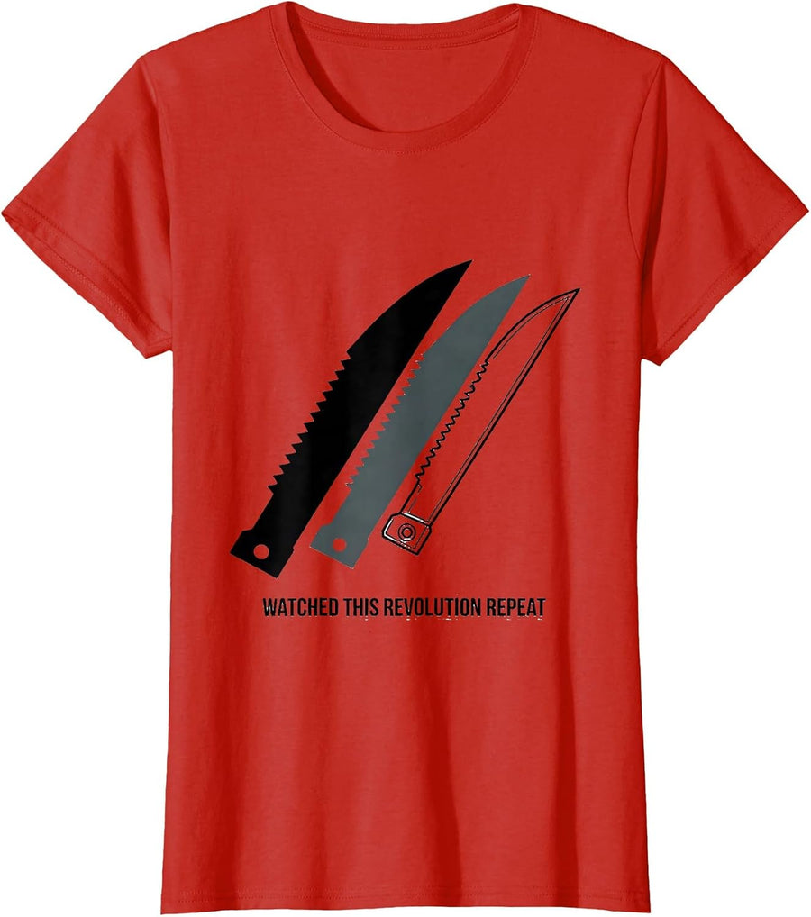 Women's Watched This Revolution Repeat Funny History Buff Sarcastic T-Shirt - Red