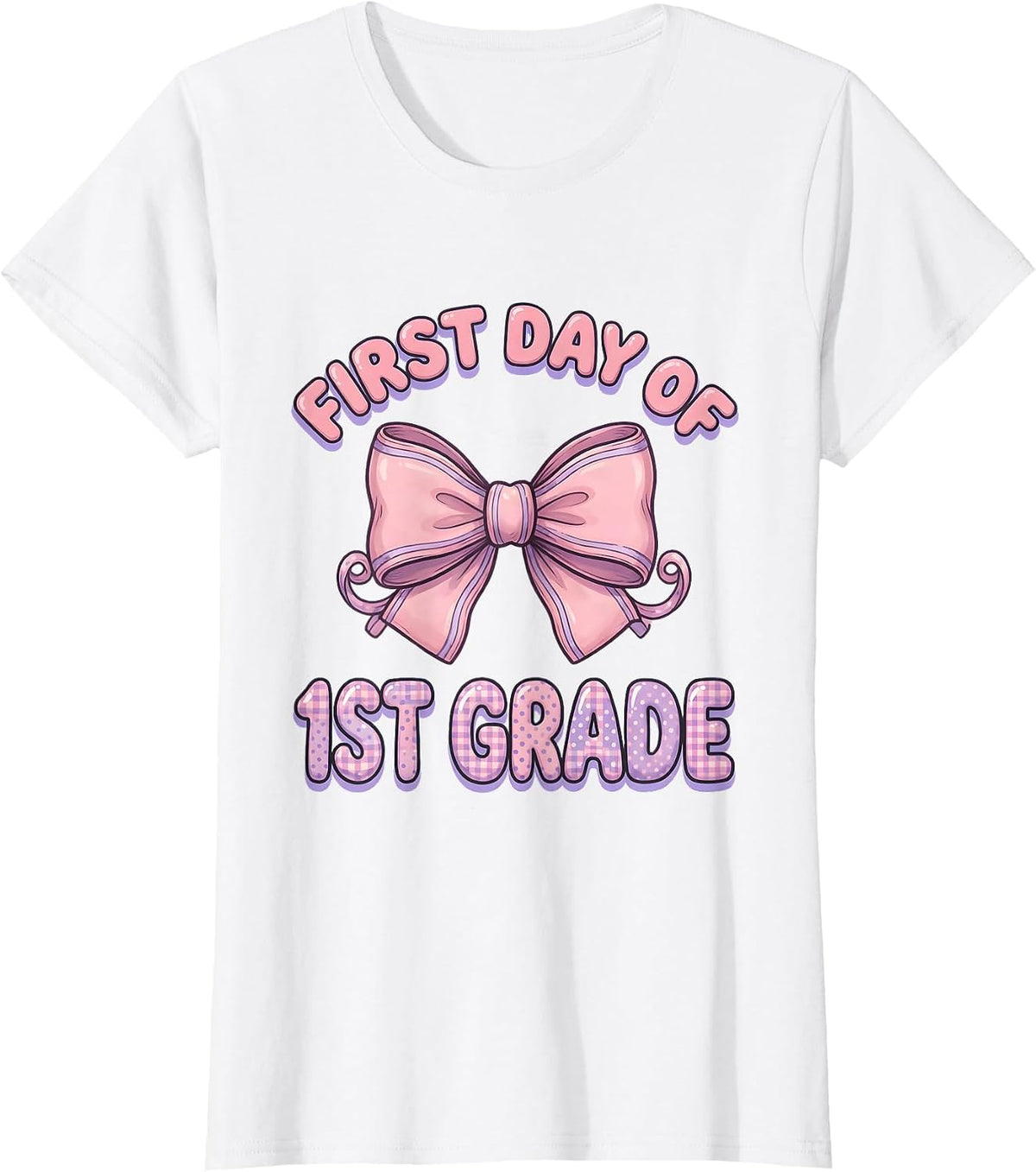 Women's First Day Of 1st Grade Cute Kawaii Bow Back To School T-Shirt - White