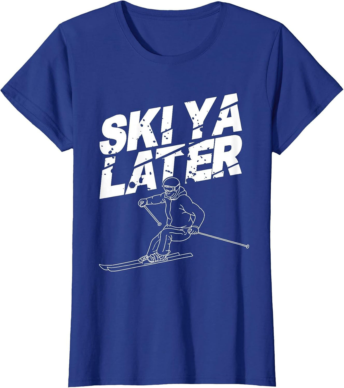 Unique Skiing Art for Men Women Kids Skier Mountain Skiing T-Shirt - Royal Blue