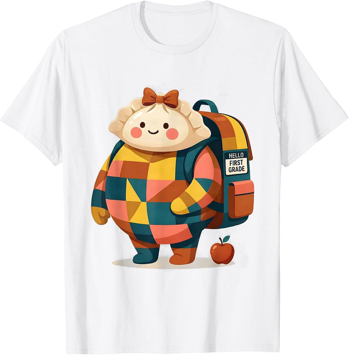 Men's Hello First Grade Cute Dumpling Back to School Girl Teacher T-Shirt - White