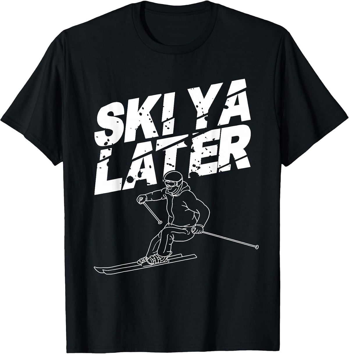 Unique Skiing Art for Men Women Kids Skier Mountain Skiing T-Shirt - Black