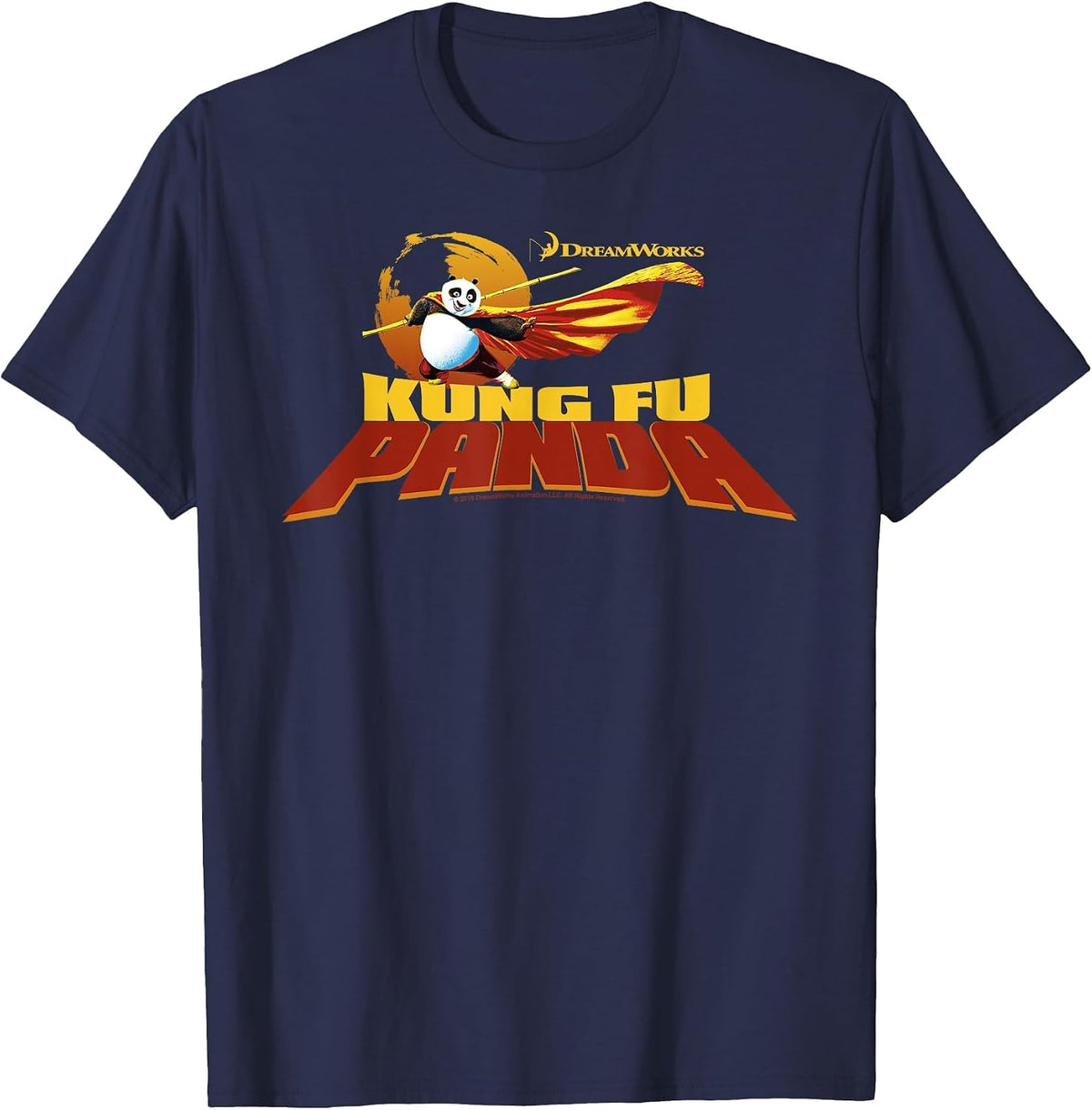 Kung Fu Panda Po Action Pose Movie Logo T-Shirt - Navy Blue