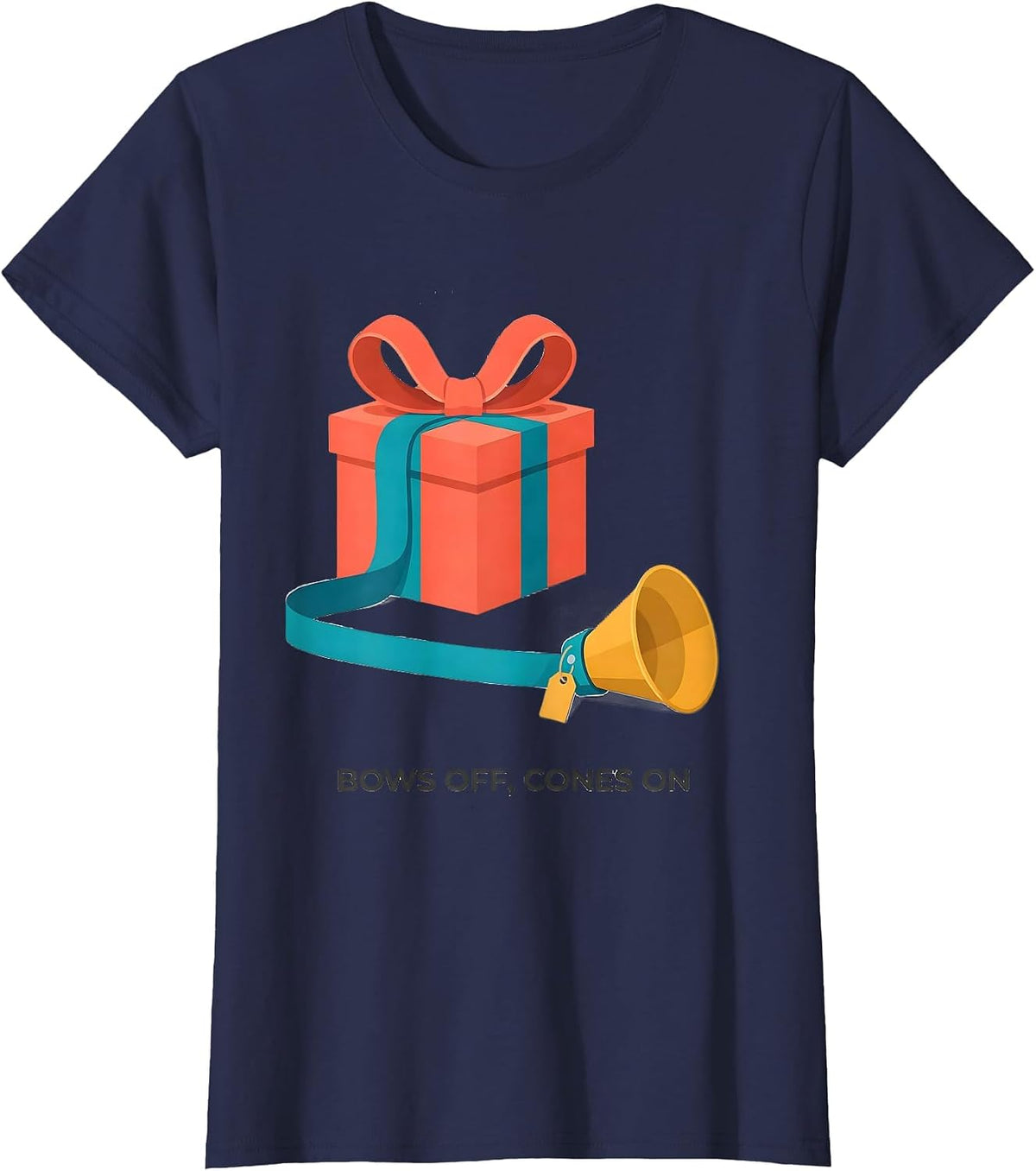 Women's Bows Off, Cones On Funny Vet Tech Christmas Veterinary T-Shirt - Navy Blue