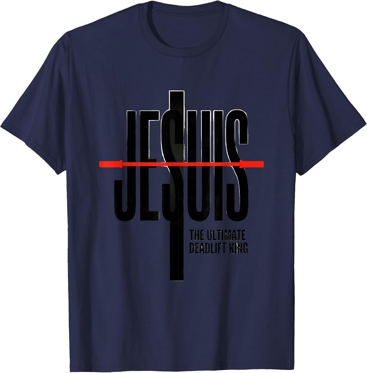 Jesus The Ultimate Deadlift King Minimalist Christian Gym T-Shirt - Navy Blue
