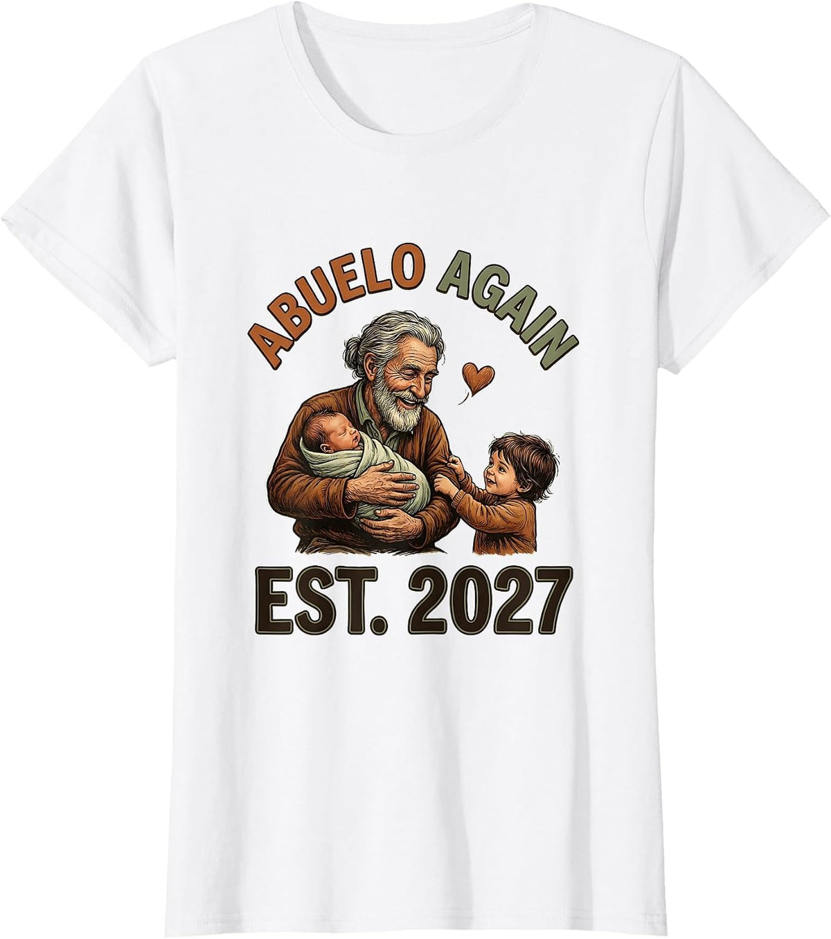 Abuelo Again Est 2027 Grandparent Announcement Design T-Shirt - White