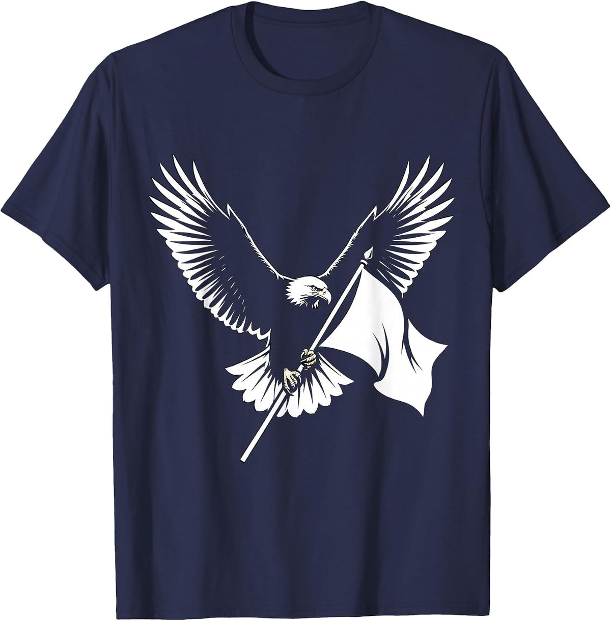 Bald Eagle American Flag Patriotic Design T-Shirt - Navy Blue