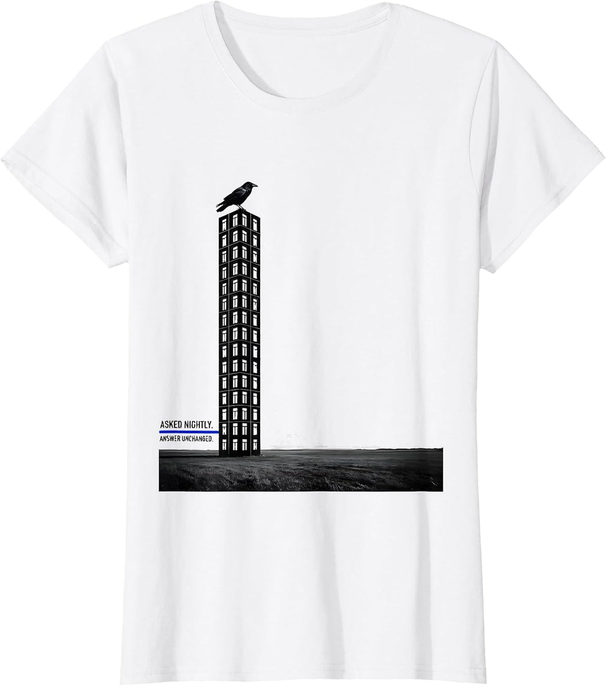 Asked Nightly Answer Unchanged Literary Humor Raven Edgar T-Shirt - White
