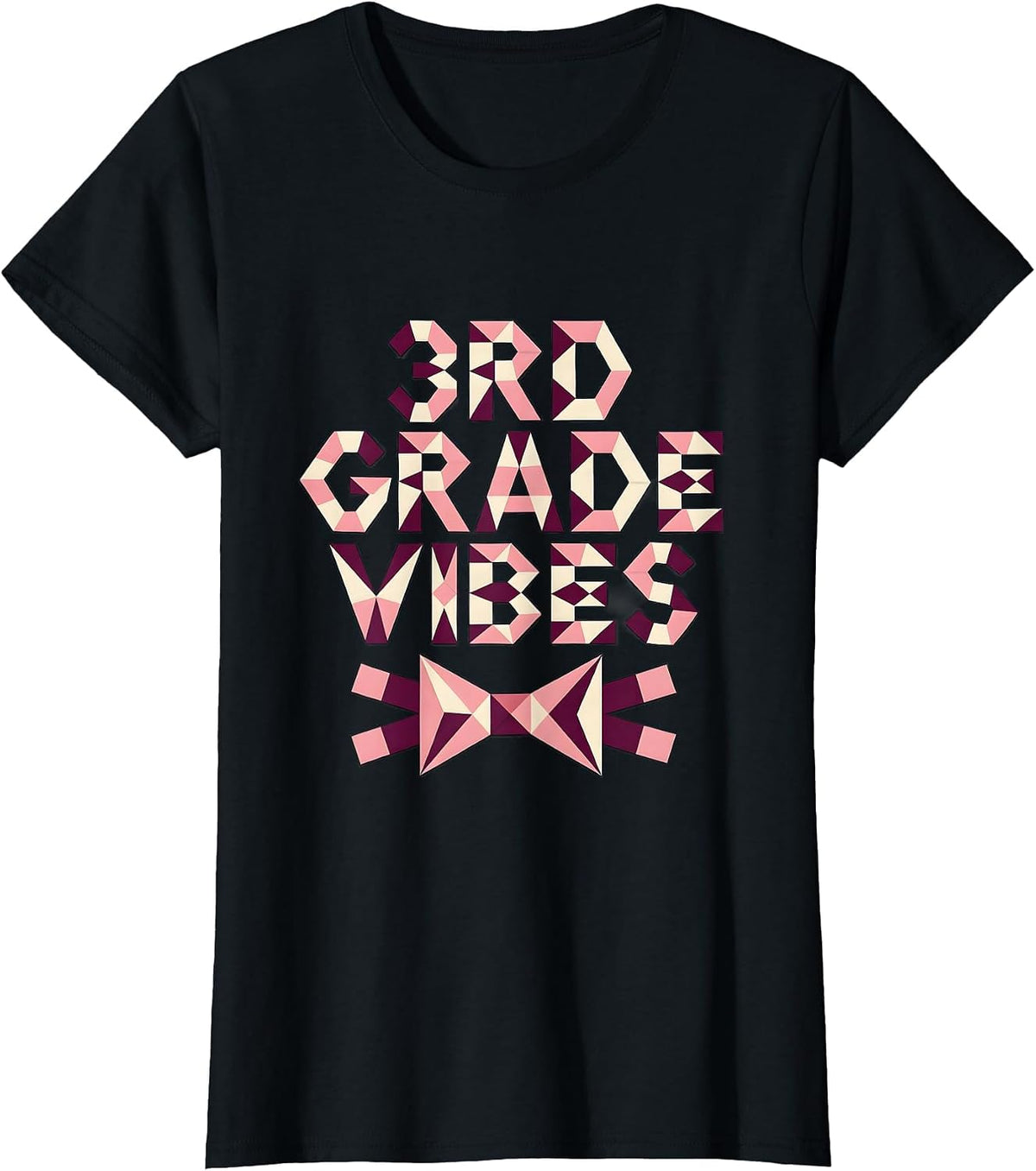 Women's 3rd Grade Vibes Coquette Bow Back to School Girls T-Shirt - Black