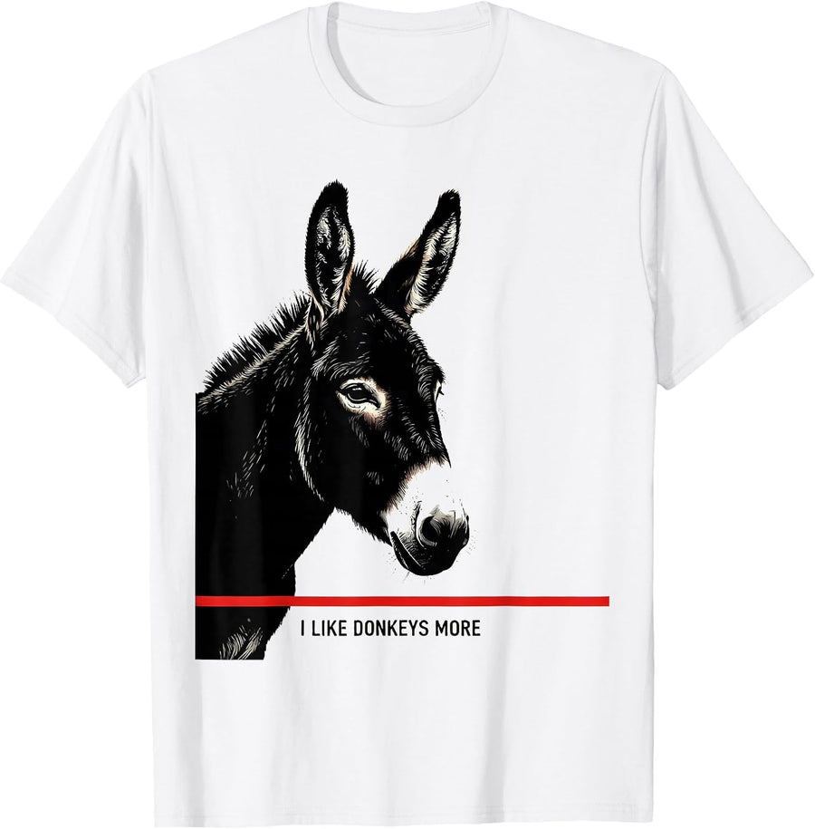 Men's I Like Donkeys More Funny Farm Animal Humor Donkey Lover T-Shirt - White