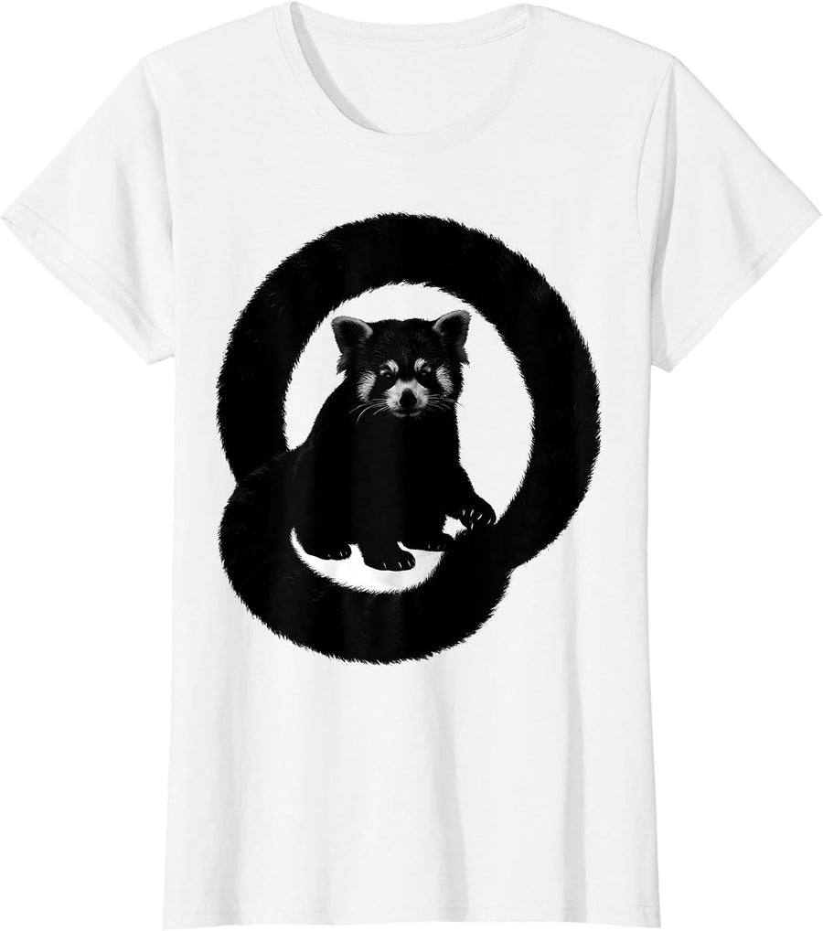 Women's Red Panda Silhouette Cute Animal Lover Gift T-Shirt - White