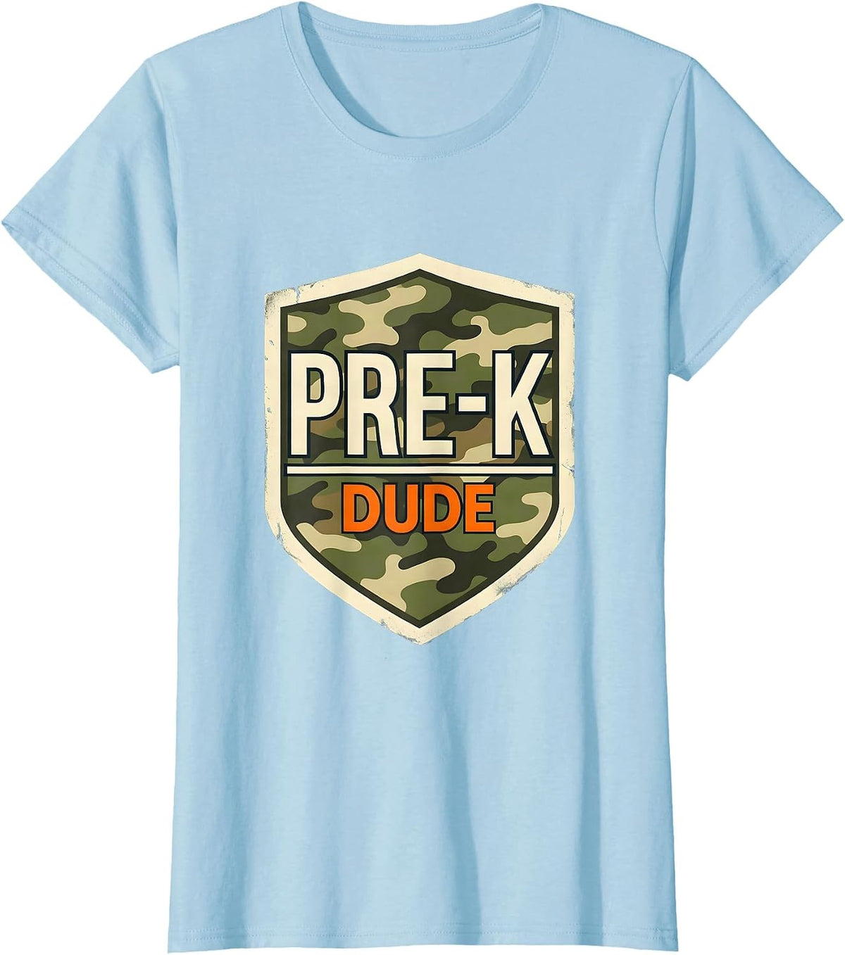 Pre-K Dude Camo Back To School Boys Teachers First Day T-Shirt - Baby Blue