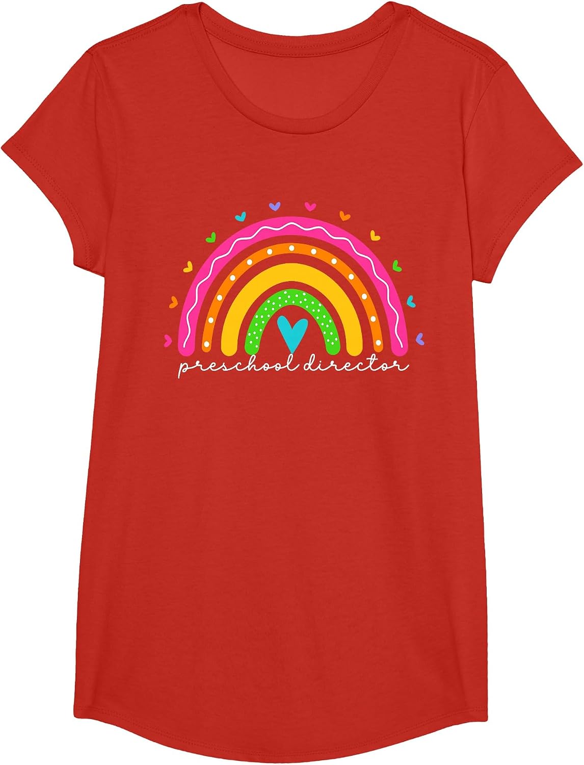 Cute Preschool Director for Women Rainbow Preschool Director T-Shirt - Girls Red