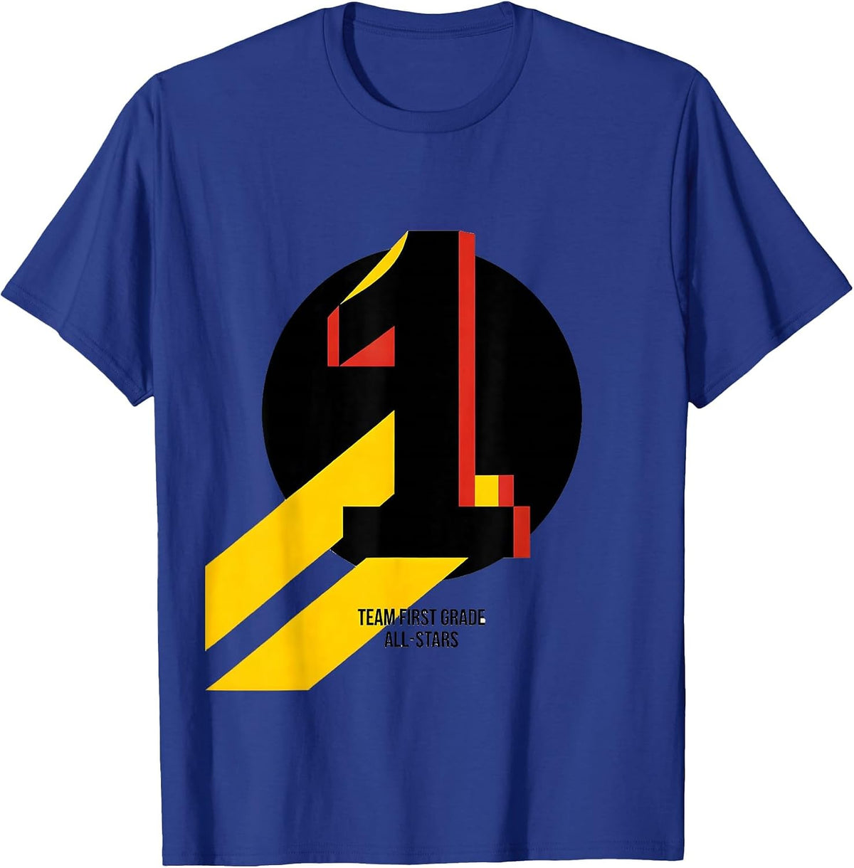 Men's Team First Grade All-Stars Bauhaus Modernist School Spirit T-Shirt - Royal Blue