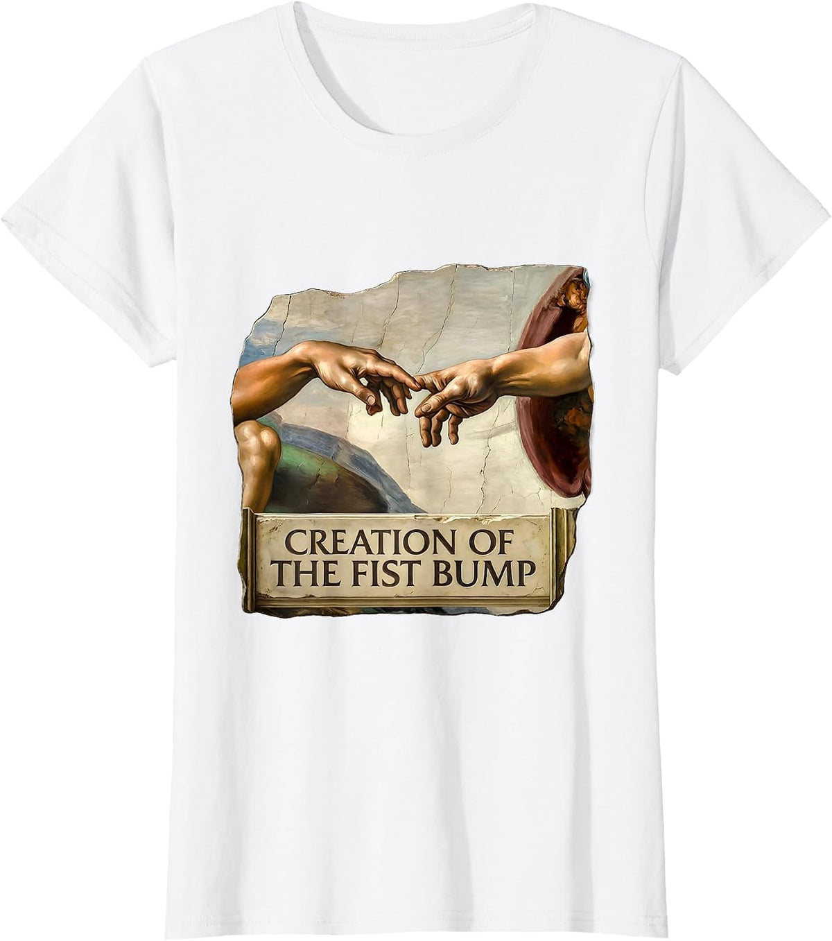 Creation Of The Fist Bump Art History Parody Humor Gift T-Shirt - White
