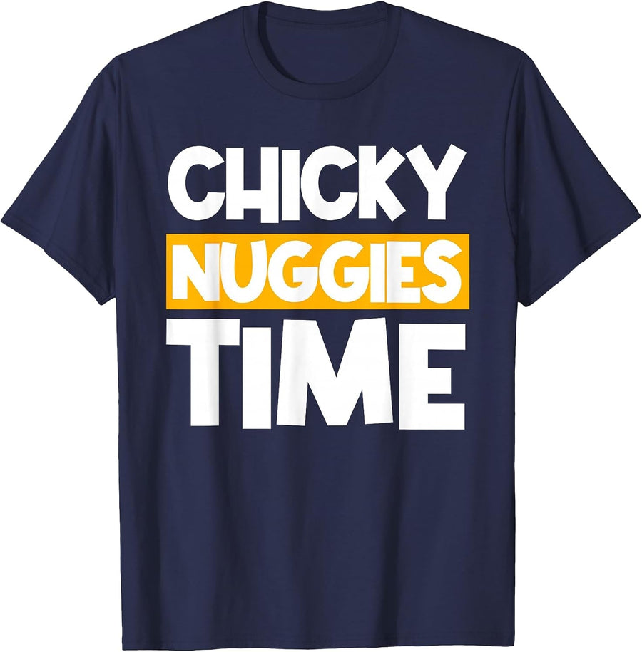 Chicky Nuggies Chicken Nuggets Lover Baked Fried Breaded T-Shirt - Navy Blue
