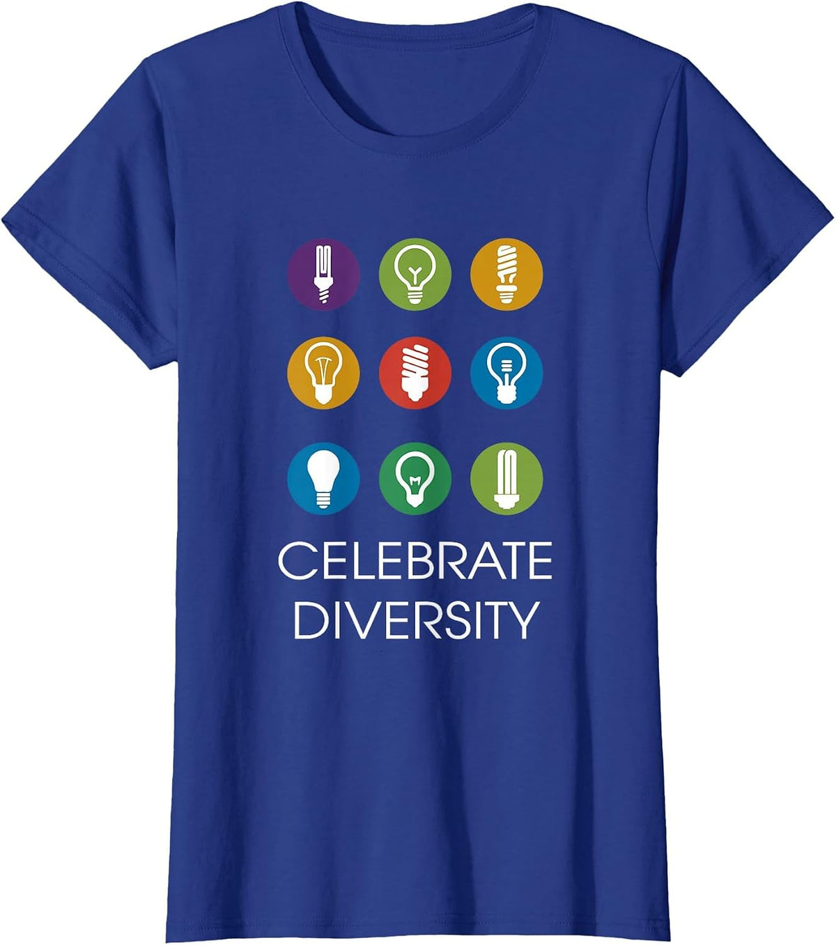 Electrician Dad Celebrate Diversity Light Bulbs Electricity T-Shirt - Royal Blue