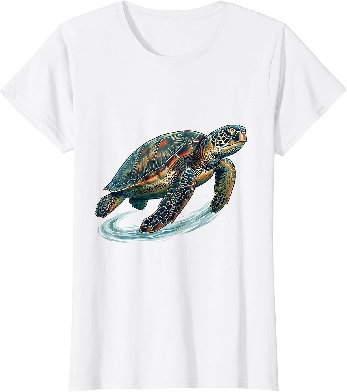Women's Slow Is My Speed Cute Sea Turtle Ocean Animal Lover T-Shirt - White