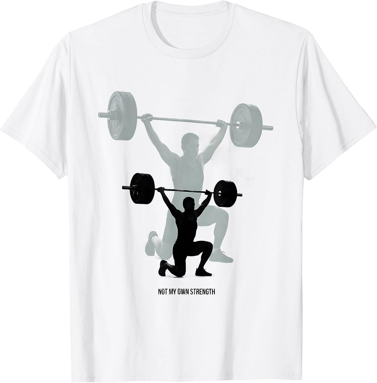 Men's Not My Own Strength Faith Fitness Gym Christian Lifter T-Shirt - White