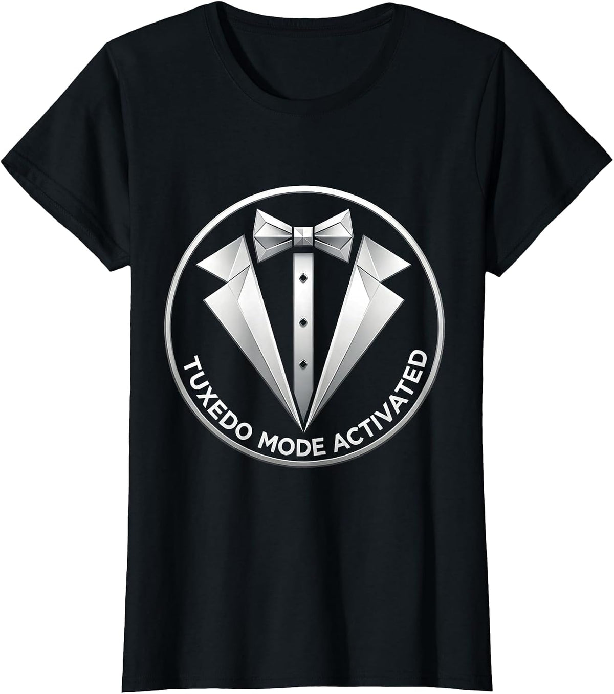 Tuxedo Mode Activated Formal Humor Design T-Shirt - Black