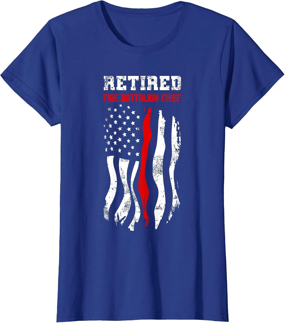 Retired Fire Battalion Chief American Fireman Fourth of July T-Shirt - Royal Blue