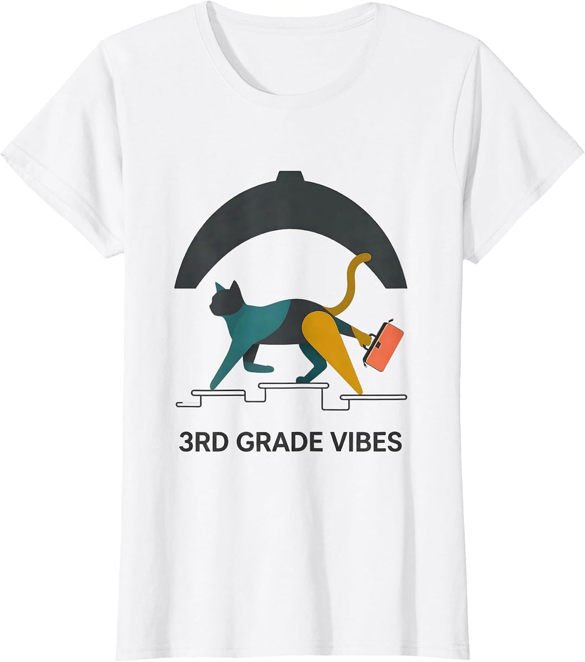 Women's 3rd Grade Vibes Cute Cat Lover Back To School Girls Kids T-Shirt - White