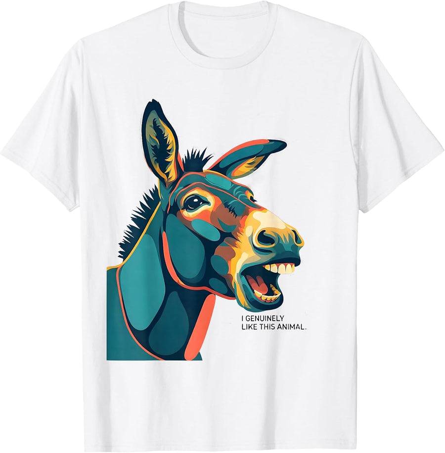 I Genuinely Like This Animal Funny Donkey Face Costume Meme T-Shirt - White