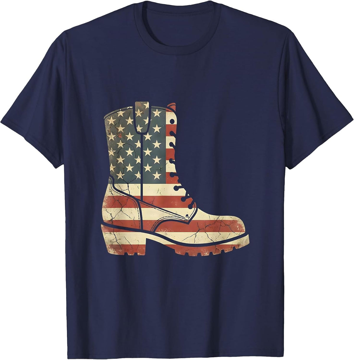 Labor Day Muddy Work Boots Graphic T-Shirt - Navy Blue