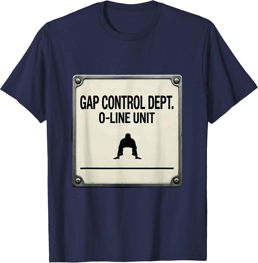 Gap Control Dept. — O-Line Unit Funny Football Lineman T-Shirt - Navy Blue
