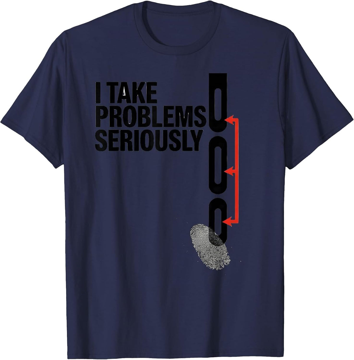 Men's I Take Problems Seriously Funny Rock Climbing Bouldering T-Shirt - Navy Blue