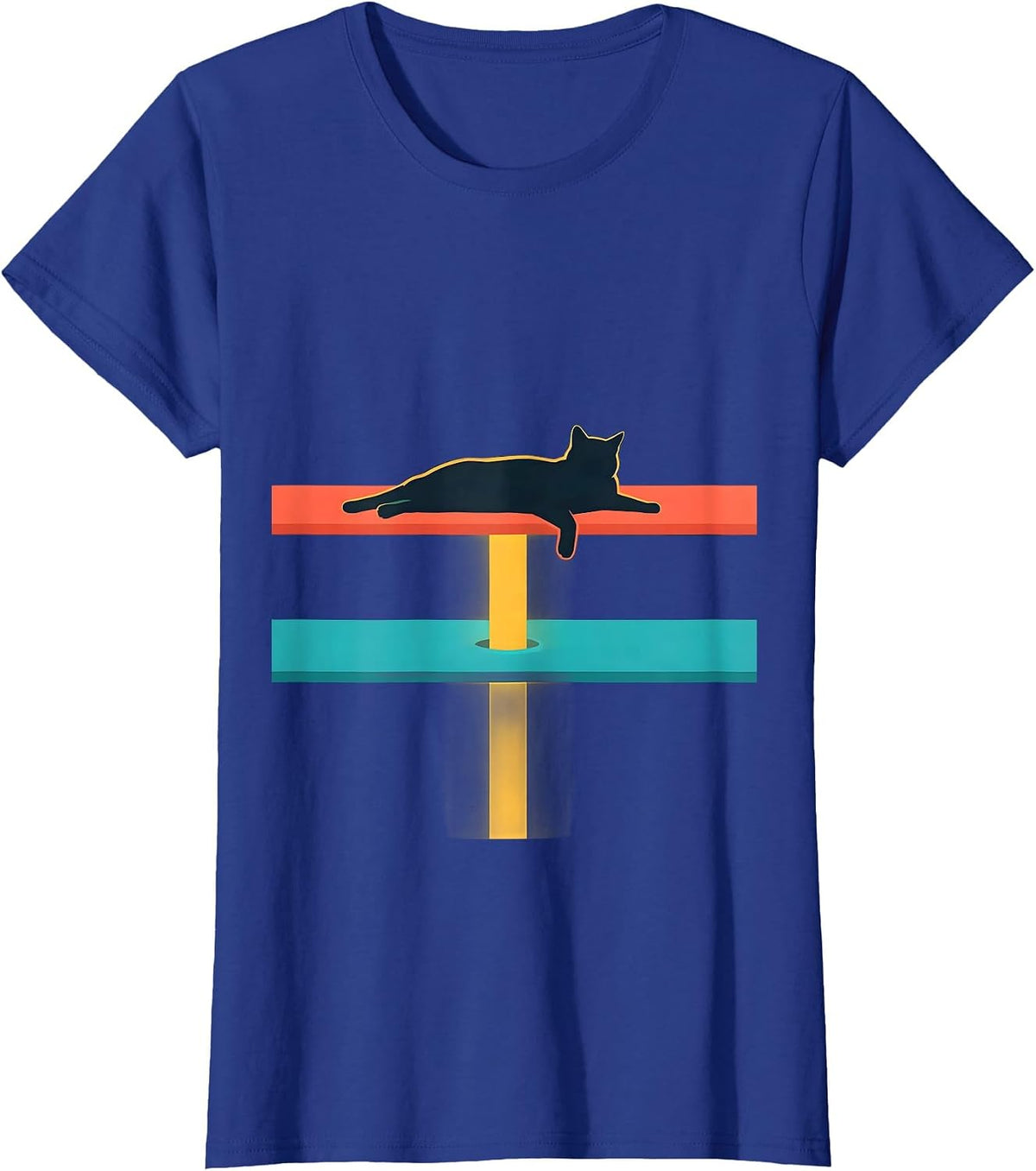 Women's Relaxed Cat Quantum Physics Science Geek Humor T-Shirt - Royal Blue