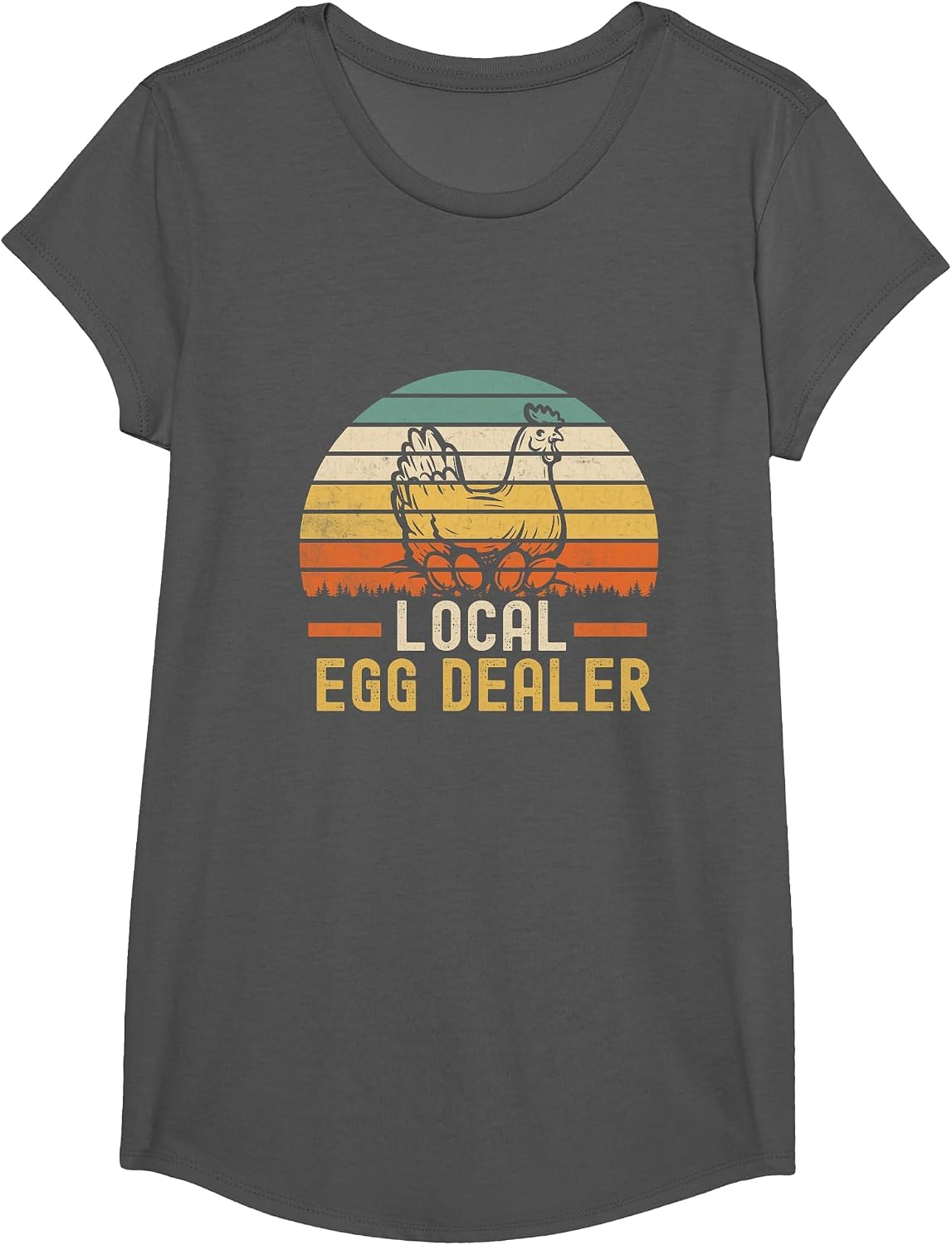 Local Egg Dealer Farm Funny Chicken Farmer T-Shirt - Girls Asphalt Grey