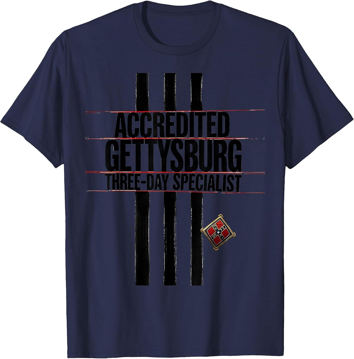 Men's Accredited Gettysburg Three-Day Specialist History Buff T-Shirt - Navy Blue