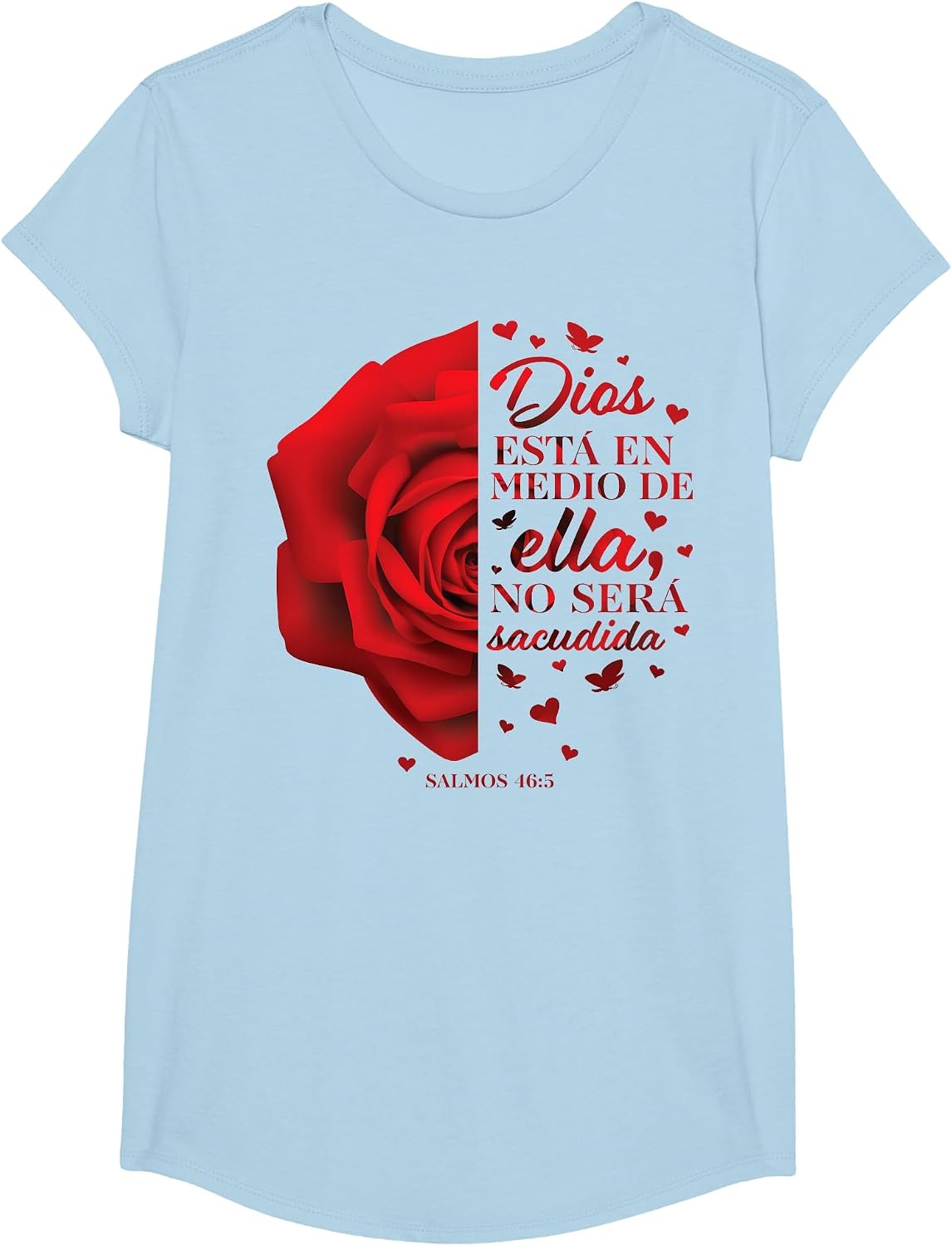 Cute Christian Shirts Women Mom Her Kids Spanish Bible Verse T-Shirt - Girls Baby Blue