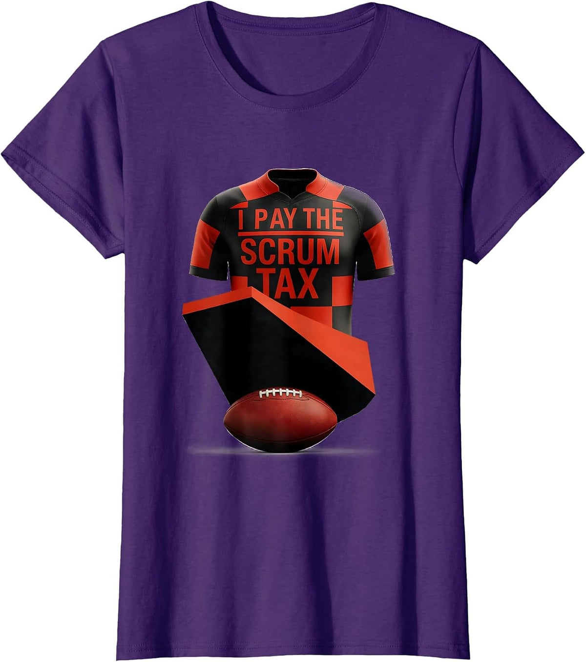 Women's I Pay The Scrum Tax Funny Rugby Player Coach Fan Humor T-Shirt - Purple