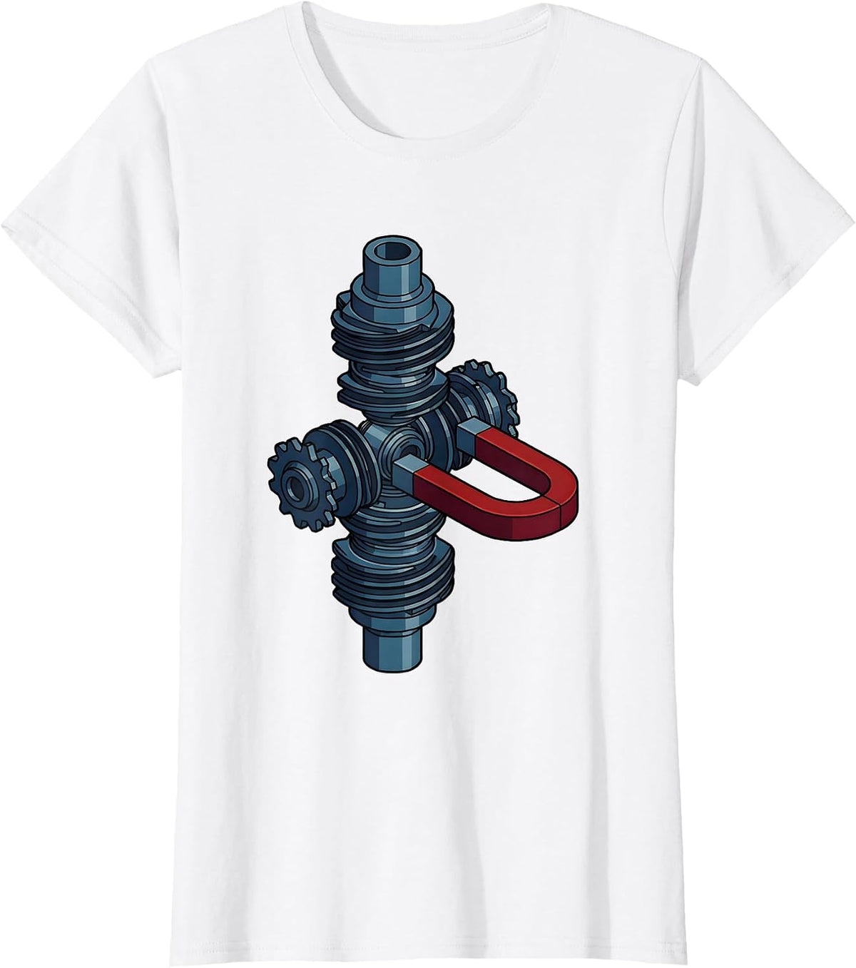 Women's Valley Forge Automotive Crankshaft Magnet Graphic T-Shirt - White