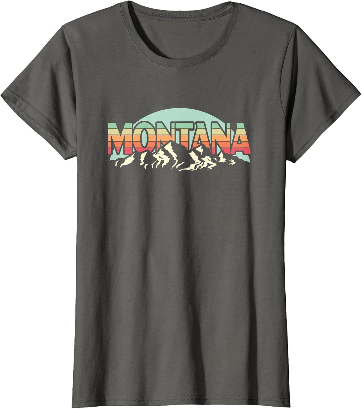 American State Montana - Vintage Mountain Nature Hiking T-Shirt - Asphalt Grey